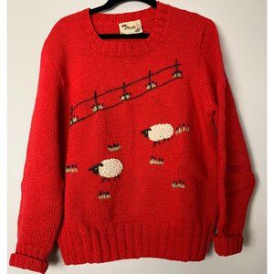 Handknits Of New Zealand 100% Wool Sheep Sweater